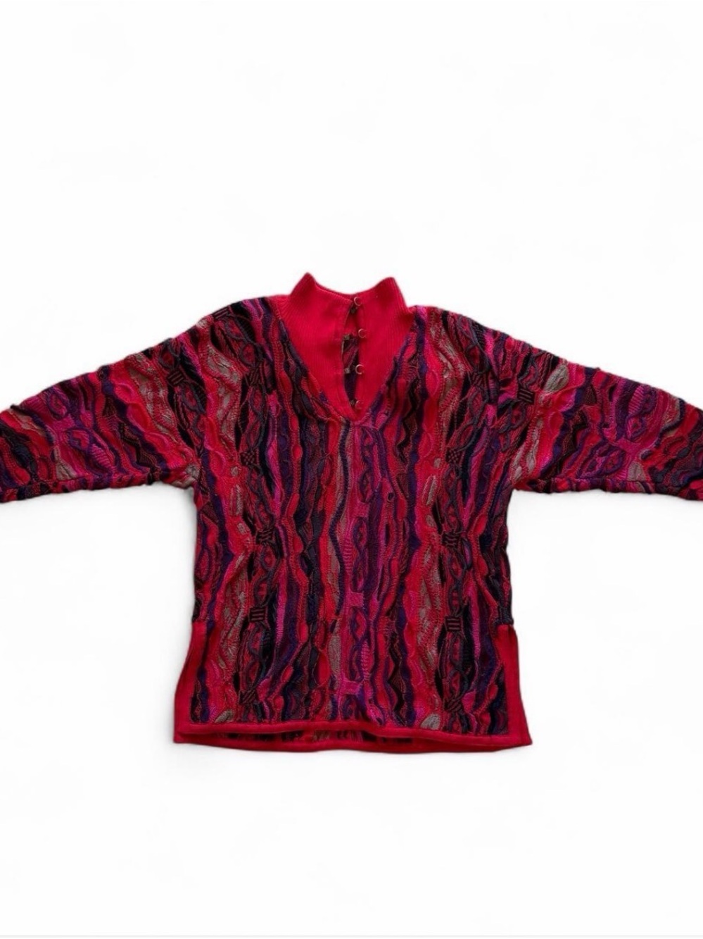 Coogi Red Patterned Women's Sweater with Mock Neck